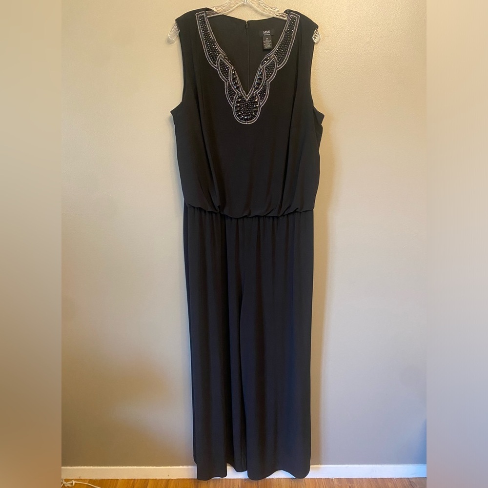 MSK Jumpsuit Romper Size 2X Embellished rhinestones Flowy evening